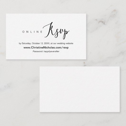 Carte D'accompagnement Moderne, douce, Mariage en ligne RSVP site, (Devant / Derrière)