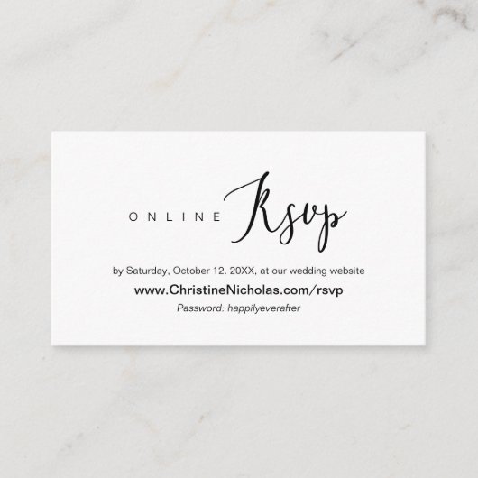 Carte D'accompagnement Moderne, douce, Mariage en ligne RSVP site, (Devant)