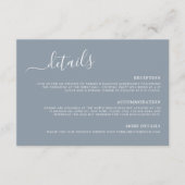 Carte D'accompagnement Moderne Dusty Blue Calligraphy Détails du Mariage (Devant)
