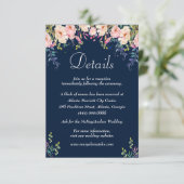 Carte D'accompagnement Moderne Elegance Rose Floral Détails Mariage (Debout devant)