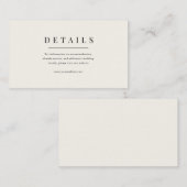 Carte D'accompagnement Moderne & Elégant Beige Mariage Détails (Devant / Derrière)