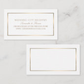 Carte D'accompagnement Moderne & élégant, Blanc & Or, Registre Cadeaux (Devant / Derrière)