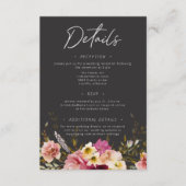 Carte D'accompagnement Moderne Elégant été prairie floral noir Mariage (Devant)