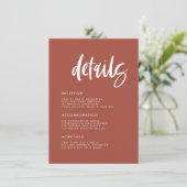 Carte D'accompagnement Moderne élégant mariage en brique brûlée détails (Debout devant)
