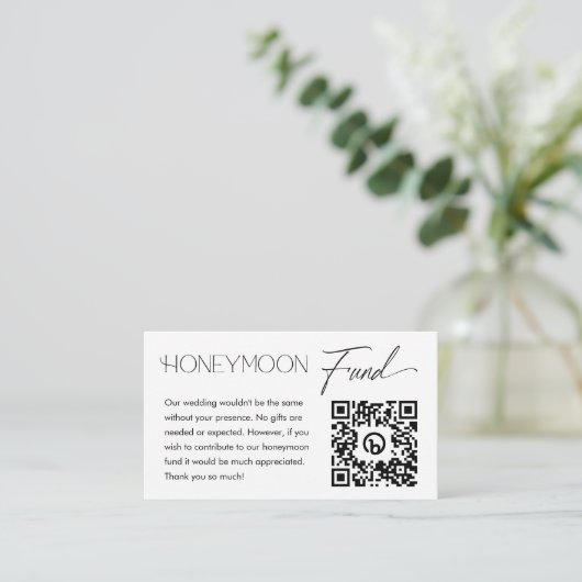 Carte D'accompagnement Moderne Elégant mariage Honeymoon Fund QR Code (Debout devant)