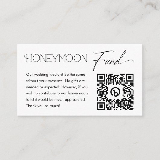 Carte D'accompagnement Moderne Elégant mariage Honeymoon Fund QR Code (Devant)