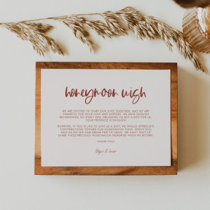 Carte D'accompagnement Moderne élégant neige rose de lune de miel souhait