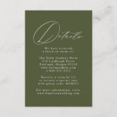 Carte D'accompagnement Moderne Elegant Olive Green Détails Mariage (Devant)