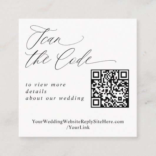 Carte D'accompagnement Moderne Elegant QR Code site Mariage (Devant)
