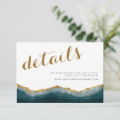 Carte D'accompagnement Moderne Elegant Turquoise Gold Agate Mariage Détai (Debout devant)