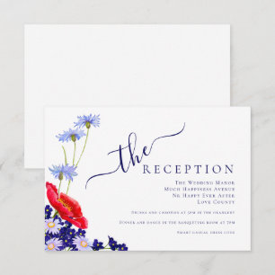 Carte D'accompagnement Moderne élégante florale de mariage d'été bleu de 