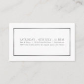 Carte D'accompagnement Moderne et élégant, blanc & argent, billet d'entré (Dos)