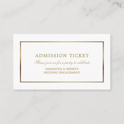 Carte D'accompagnement Moderne et élégant, blanc et or, billet d'entrée (Devant)