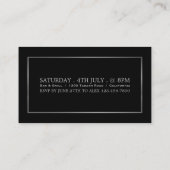 Carte D'accompagnement Moderne et élégant, noir & argent, billet d'entrée (Dos)