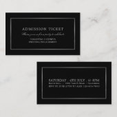 Carte D'accompagnement Moderne et élégant, noir & argent, billet d'entrée (Devant / Derrière)