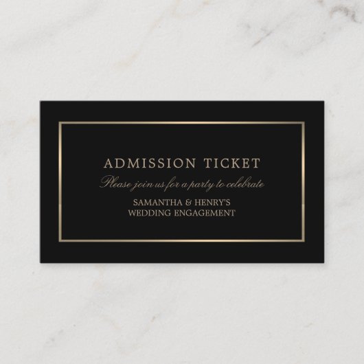 Carte D'accompagnement Moderne et élégant, noir et or, billet d'entrée (Devant)