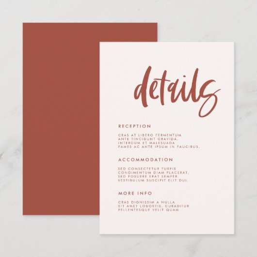 Carte D'accompagnement Moderne et élégante décoration de mariages roses (Devant / Derrière)