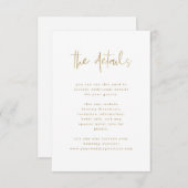 Carte D'accompagnement Moderne Faux Gold | Détails de l'invité Mariage (Devant / Derrière)