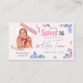 Carte D'accompagnement Moderne Floral Sweet 16 rose Anniversaire (Devant)