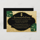 Carte D'accompagnement Moderne Gold Pineapple Beach Mariage Hébergement (Devant / Derrière)