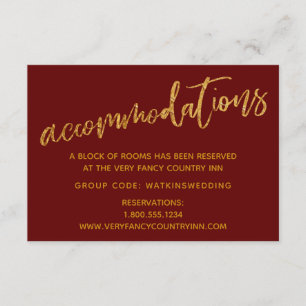 Carte D'accompagnement Moderne Gold Waves Bourgogne Mariage Hébergements