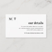 Carte D'accompagnement Moderne Gras Monogramme Mariage Nos détails (Devant)