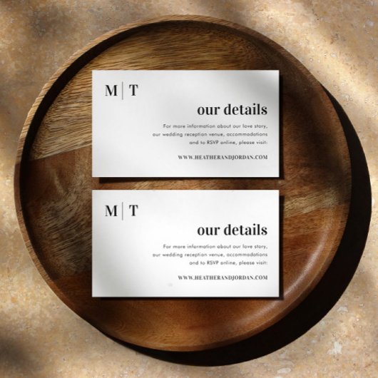 Carte D'accompagnement Moderne Gras Monogramme Mariage Nos détails