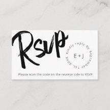 Moderne Gras Script QR Code Noir Blanc Minimaliste