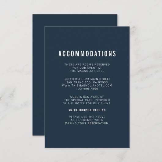 Carte D'accompagnement Moderne + Hébergement Mariage minimaliste (Devant / Derrière)