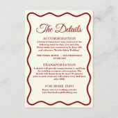 Carte D'accompagnement Moderne Ivory Bold Funky Retro Chic Mariage Détail (Devant)