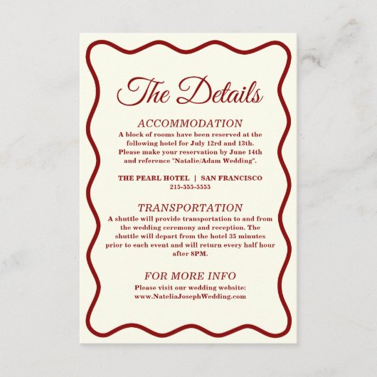 Carte D'accompagnement Moderne Ivory Bold Funky Retro Chic Mariage Détail (Devant)