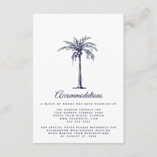 Carte D'accompagnement Moderne Marine Blue Palm Beach Mariages Hébergemen