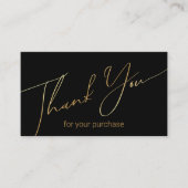 Carte D'accompagnement moderne merci petite entreprise noir or script (Devant)