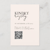 Carte D'accompagnement Moderne, minimal, Beige, QR Code Mariage RSVP (Devant)