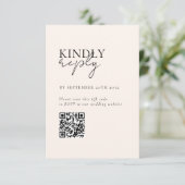 Carte D'accompagnement Moderne, minimal, Beige, QR Code Mariage RSVP (Debout devant)