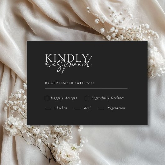 Carte D'accompagnement Moderne, minimal, Noir, Code QR Mariage RSVP