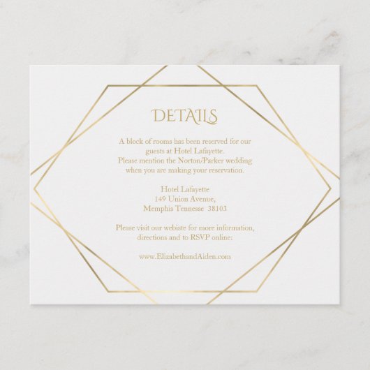 Carte D'accompagnement Moderne, minimal, pur, blanc, or (Devant)