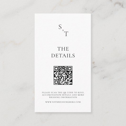 Carte D'accompagnement Moderne minimaliste Mariage noir et blanc (Devant)
