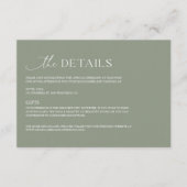 Carte D'accompagnement Moderne minimaliste Sage Green Boho Mariage (Devant)
