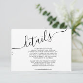 Carte D'accompagnement Moderne noir blanc décontracté typographie détails (Debout devant)