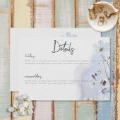 Carte D'accompagnement Moderne Periwinkle Blue Fleurs sauvages Détails