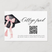 Carte D'accompagnement Moderne Pink Bow QR Code College Fund Graduation (Devant)