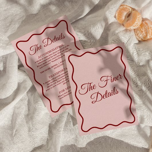 Carte D'accompagnement Moderne rose gras Funky Retro Chic Détails Mariage