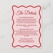 Carte D'accompagnement Moderne rose gras Funky Retro Chic Détails Mariage (Devant)