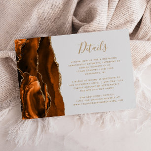 Carte D'accompagnement Moderne rouille Or Agate Gris Détails Mariage