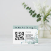 Carte D'accompagnement Moderne RSVP QR Code Sage Vert & Blanc Mariage (Debout devant)