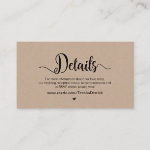 Carte D'accompagnement Moderne Rustic Farm Kraft, détails Mariages