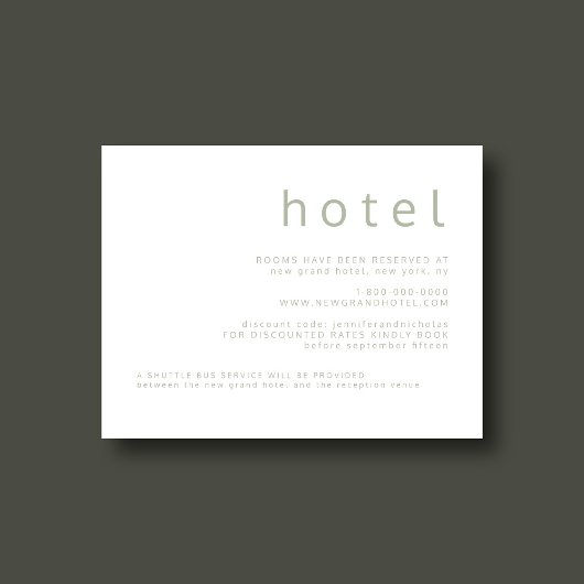 Carte D'accompagnement Moderne Sage Green Mariage Hébergements