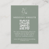 Carte D'accompagnement Moderne Sage Green Minimal QR Code Site Mariage (Devant)