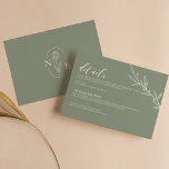 Carte D'accompagnement Moderne Sage Vert Élégant Mariage Minimal Détails<br><div class="desc">Design moderne Sage Vert Élégant Mariage Minimal Détails Carte de boîtier. Monogramme au fond.</div>